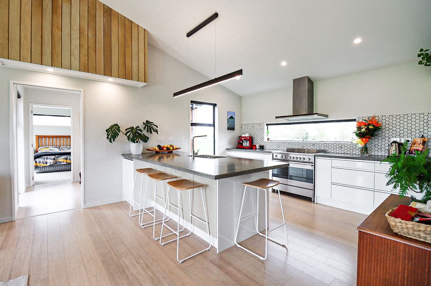 bamboo flooring white kitchen